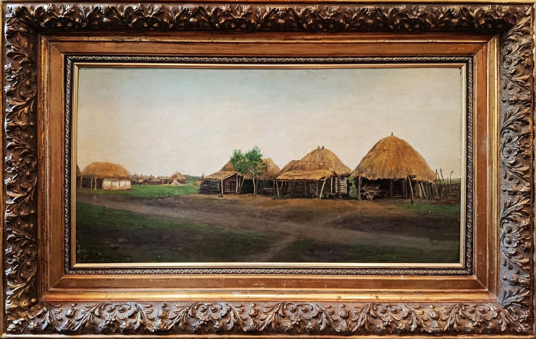Oil painting Ancient village Vladimir Orlovsky: Title: Oil painting Ancient village Vladimir Orlovsky Description: NoVerne 477*** ABOUT THIS PAINTING **** TITLE: "Ancient village"* ARTISTS: Vladimir Orlovsky* SIZE: 40x74 cm/'15.74x29.13 inches'* FR