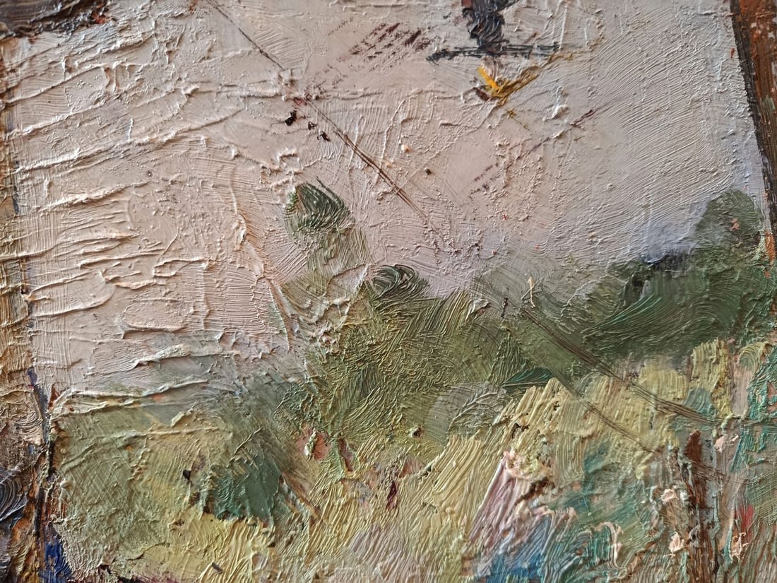 Oil painting Summer city streets Unknown artist - 3