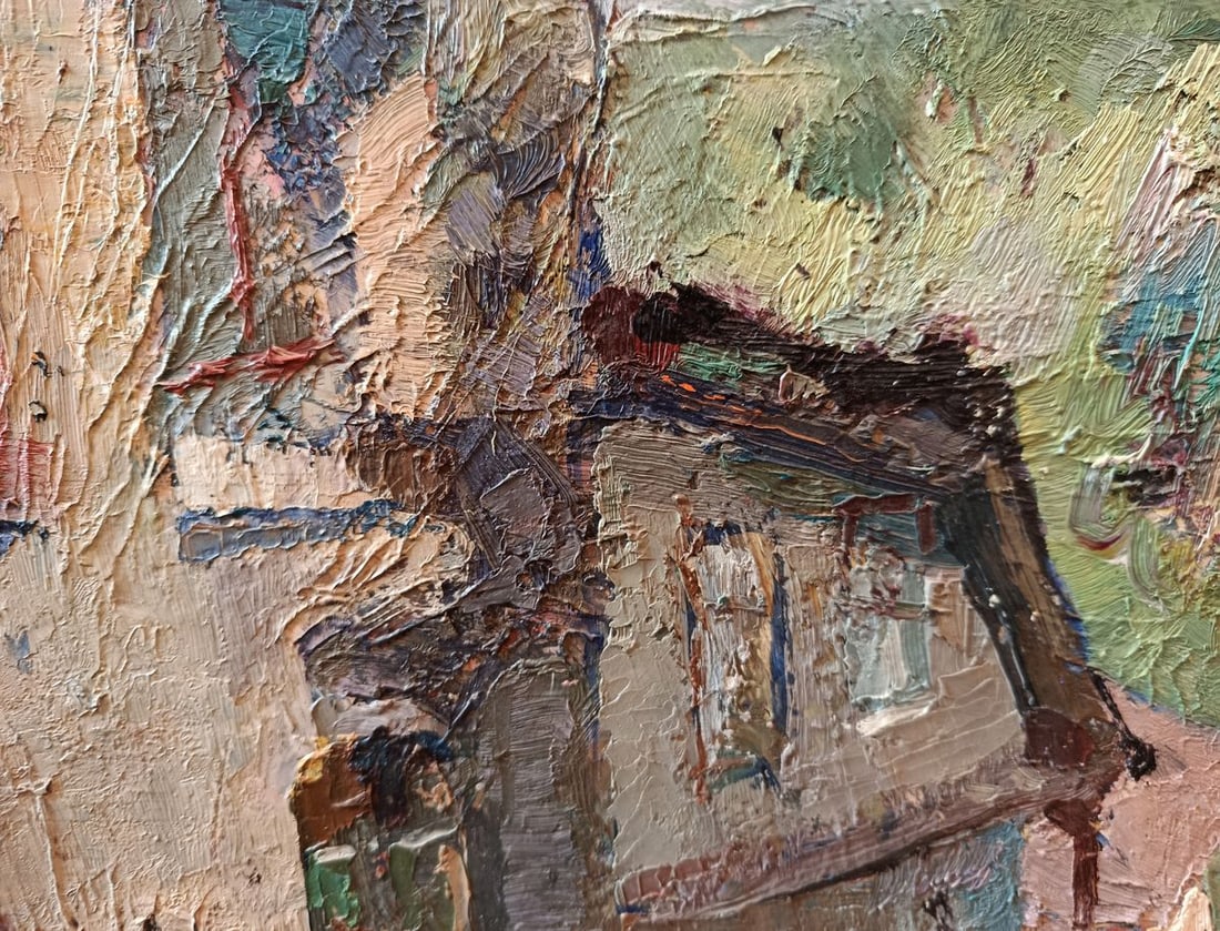 Oil painting Summer city streets Unknown artist - 4