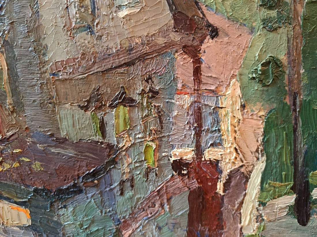 Oil painting Summer city streets Unknown artist - 5