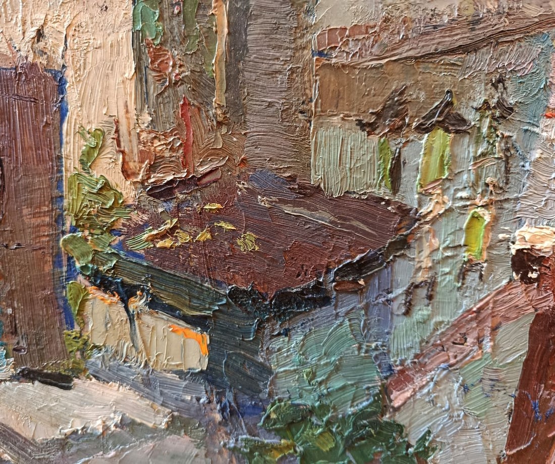 Oil painting Summer city streets Unknown artist - 6