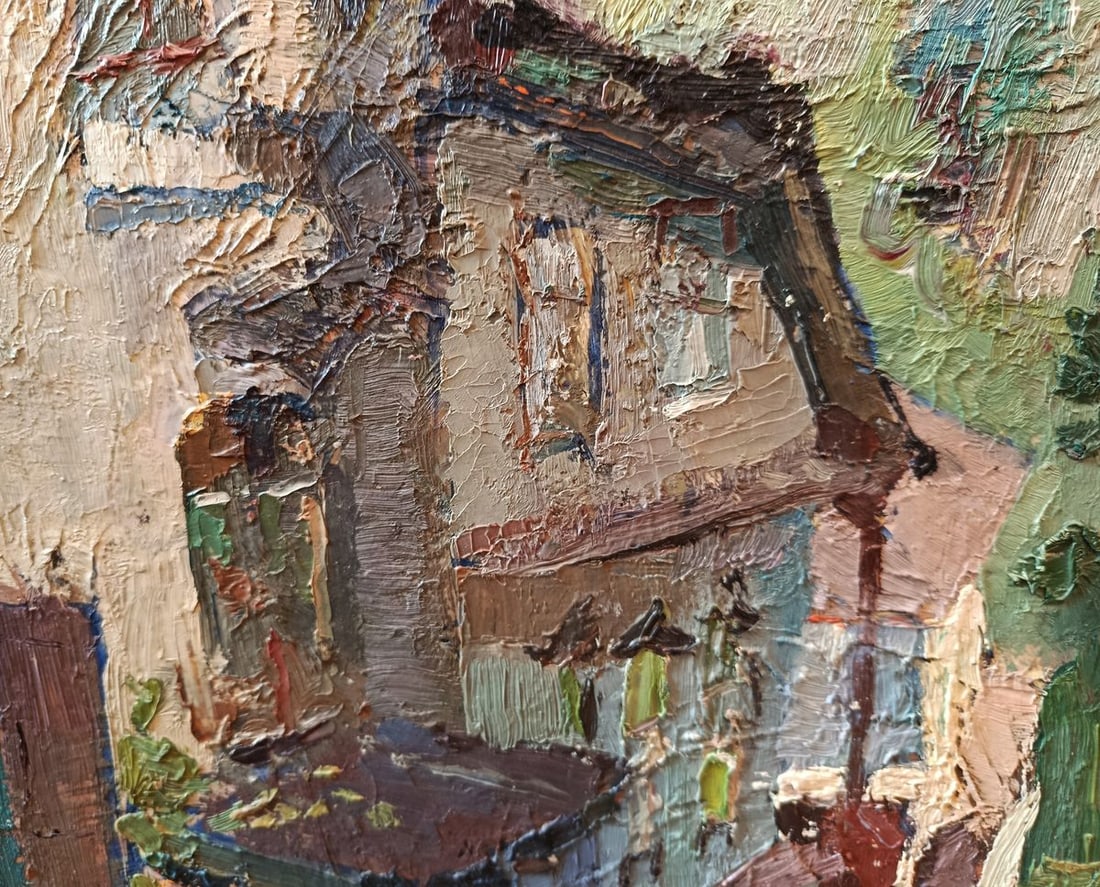 Oil painting Summer city streets Unknown artist - 7