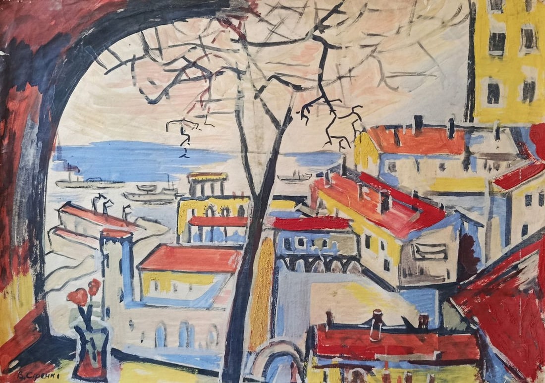 Oil painting A resort town by the sea Valentin Sirenko: Title: Oil painting A resort town by the sea Valentin Sirenko Description: NoVerne 487*** ABOUT THIS PAINTING **** TITLE: "A resort town by the sea"* ARTISTS: Valentin Sirenko* SIZE: 61x85