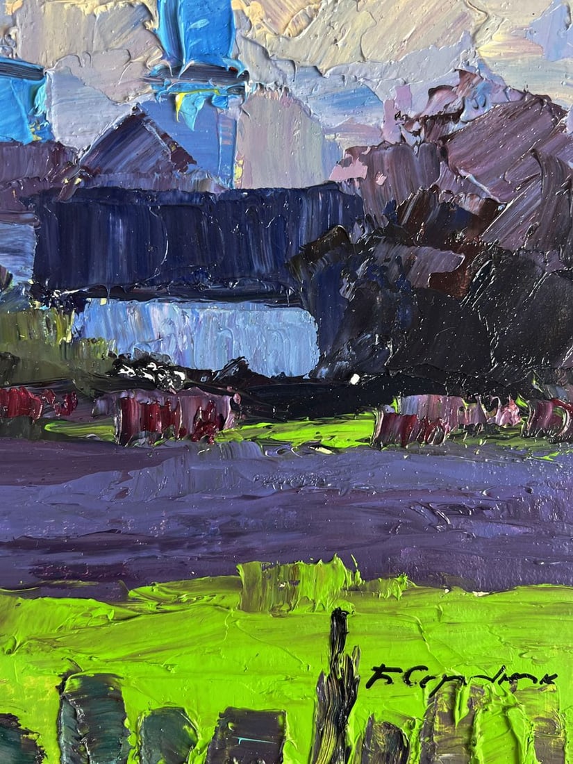 Oil painting Village white cat Boris Serdyuk - 10