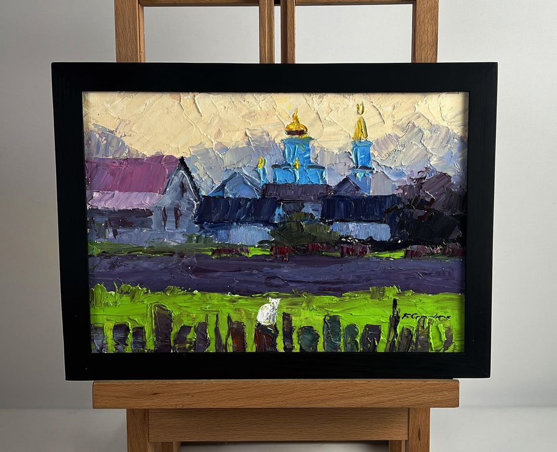Oil painting Village white cat Boris Serdyuk: Title: Oil painting Village white cat Boris Serdyuk Description: NoAAA6018*** ABOUT THIS PAINTING **** TITLE: "Village white cat"* ARTISTS: Serdyuk Boris Petrovich* SIZE: 21x30 cm/8.26x11.81 inches'*