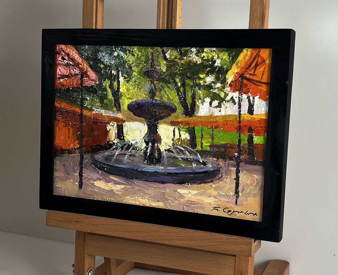 Oil painting Fountain in the city park Boris Serdyuk - 2