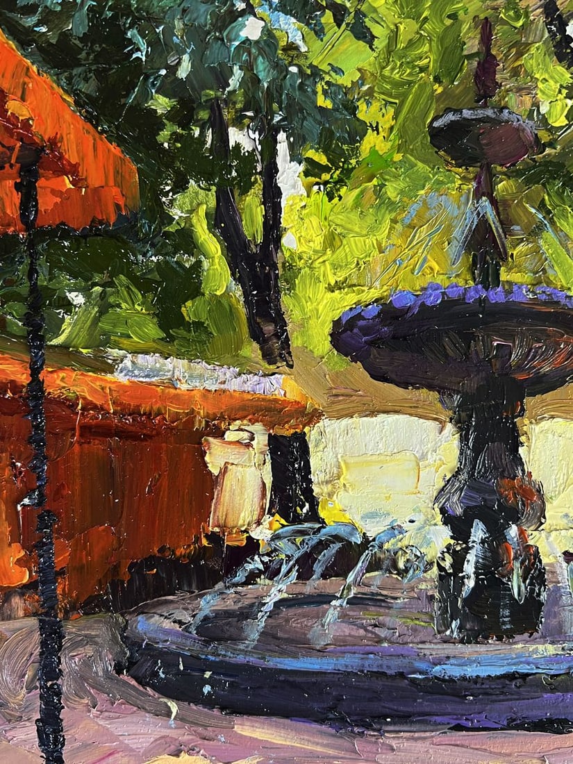 Oil painting Fountain in the city park Boris Serdyuk - 4