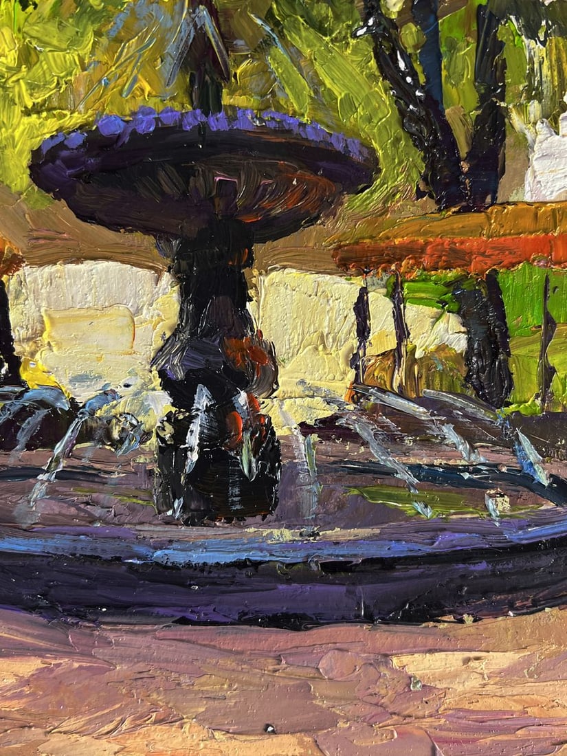Oil painting Fountain in the city park Boris Serdyuk - 7