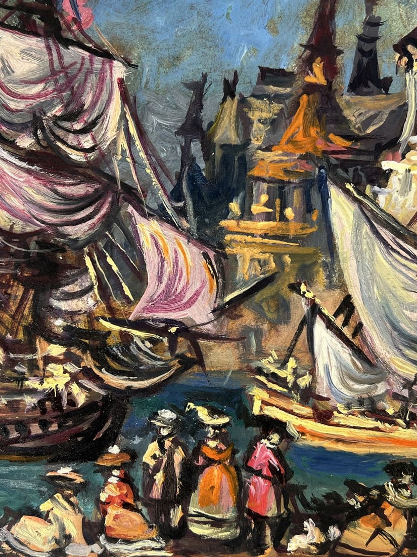 Oil painting Ships near the city Alexander Arkadievich Litvinov - 2