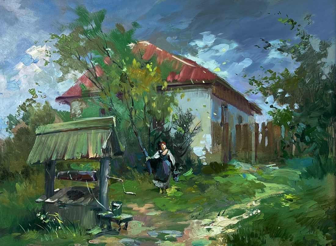Oil painting Village well Yuriy Suprunchuk - 3
