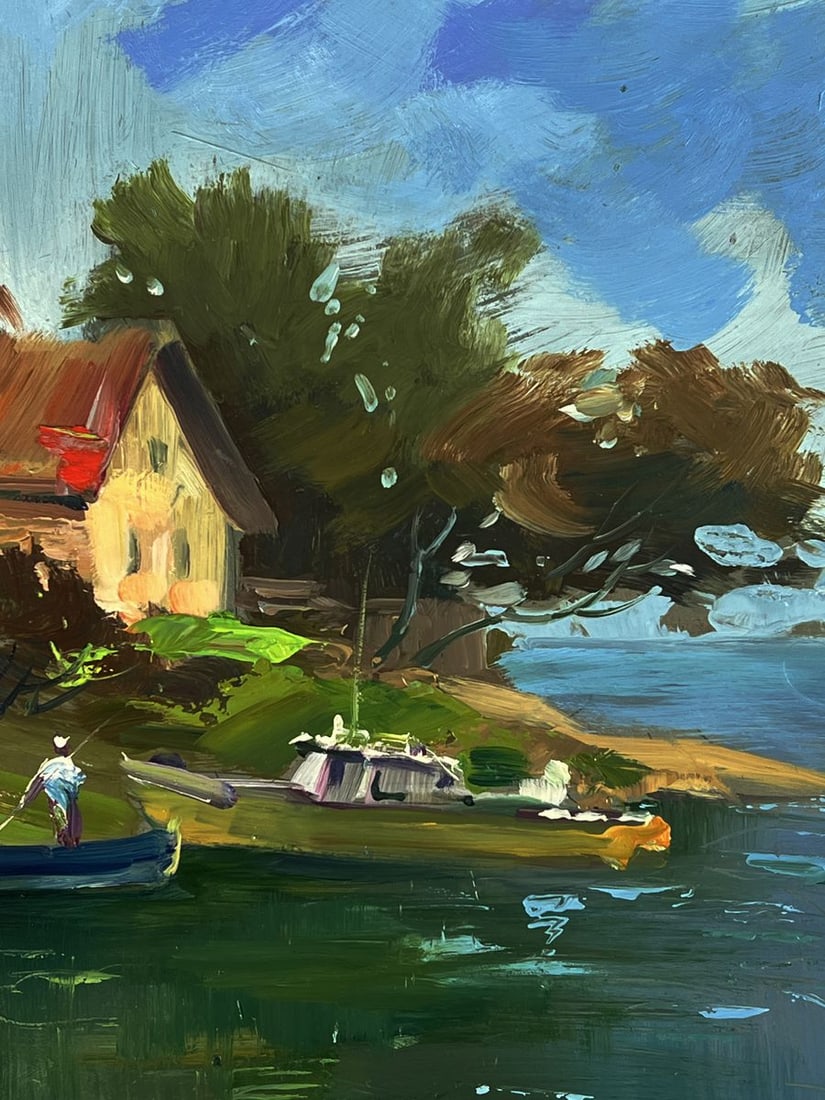 Oil painting Village boat dock Yuriy Suprunchuk - 10
