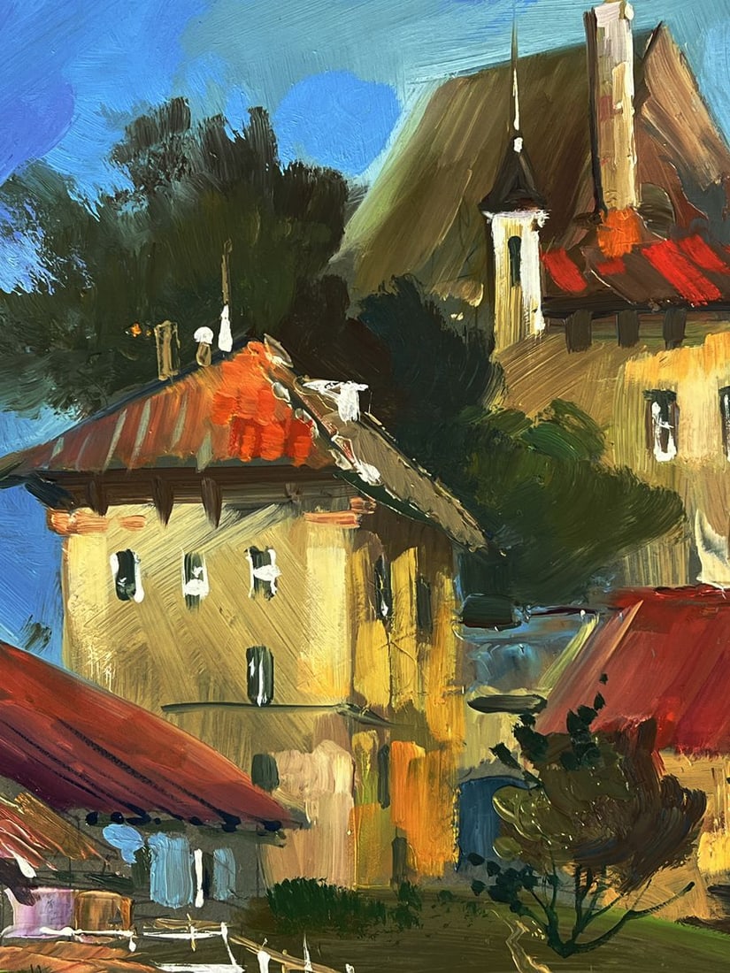 Oil painting Village boat dock Yuriy Suprunchuk - 4