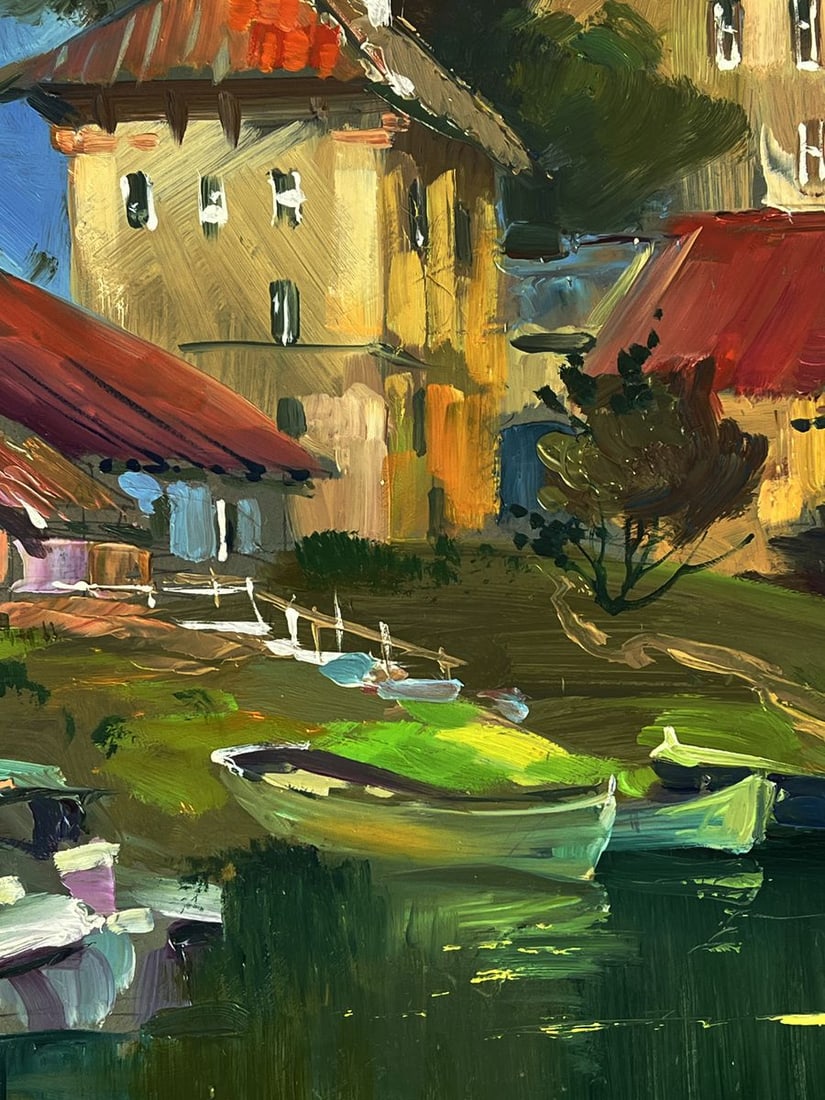 Oil painting Village boat dock Yuriy Suprunchuk - 5