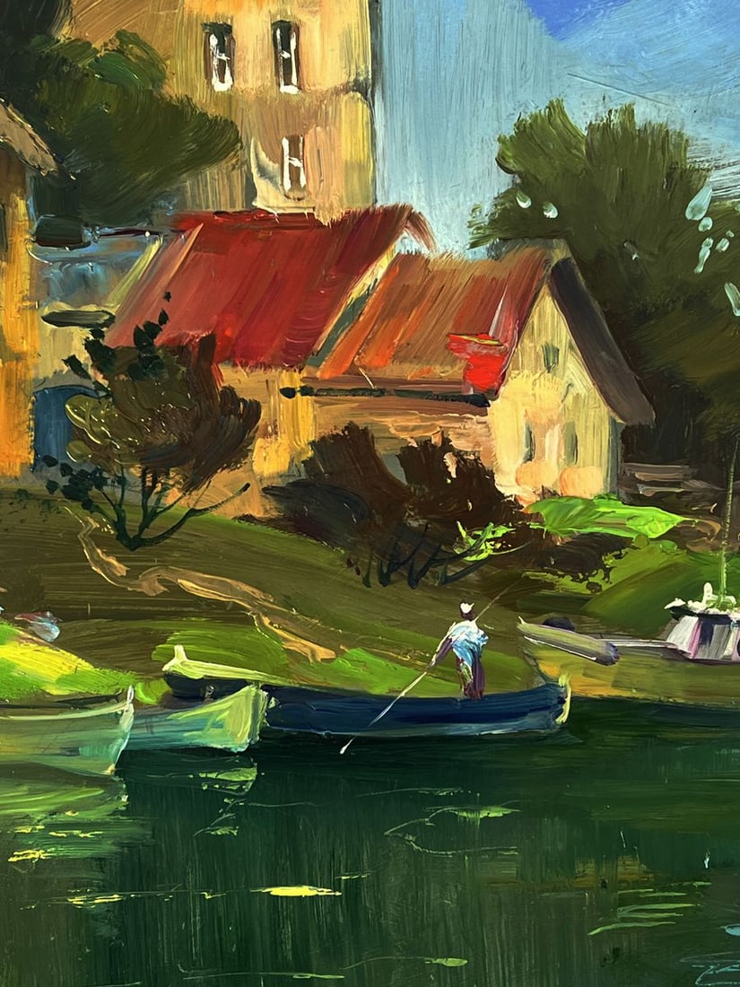 Oil painting Village boat dock Yuriy Suprunchuk - 7