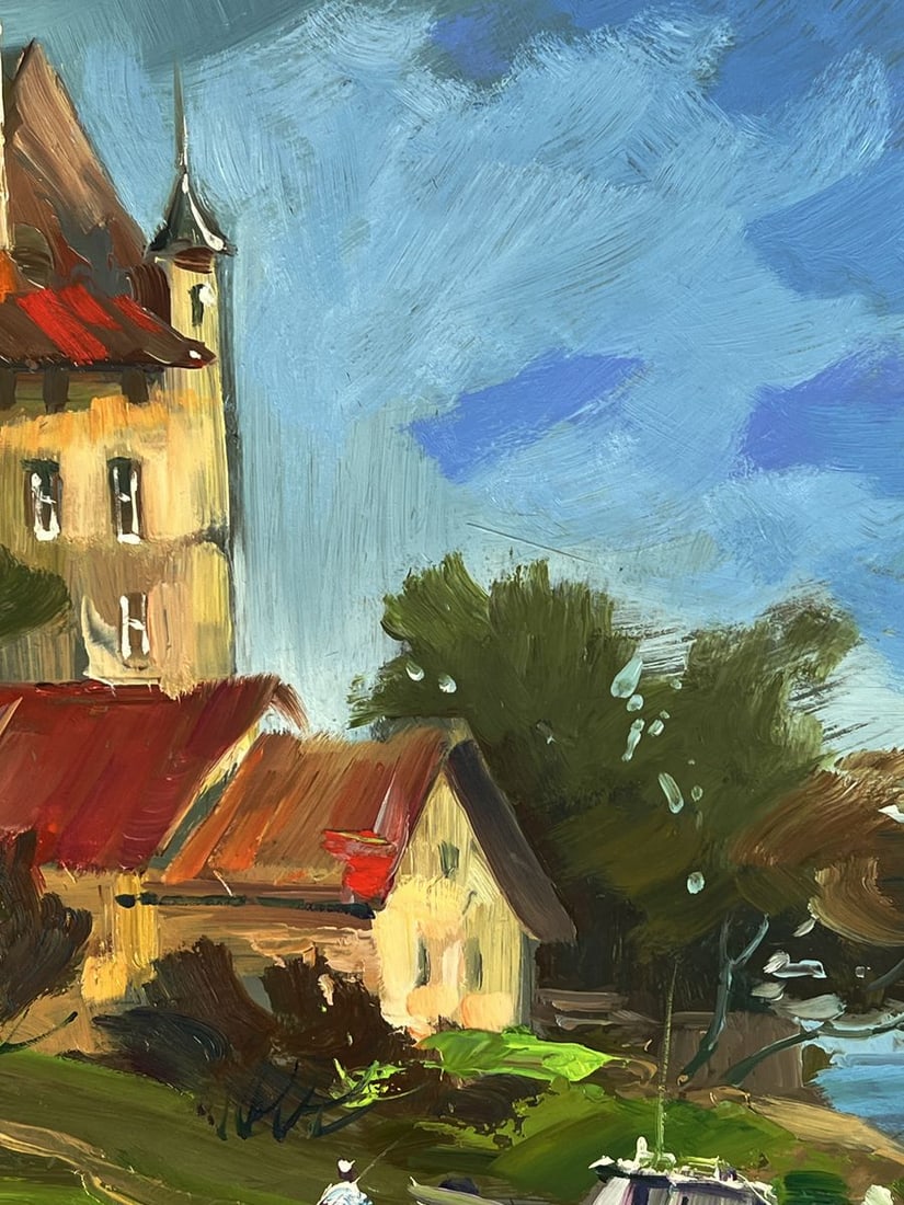 Oil painting Village boat dock Yuriy Suprunchuk - 8