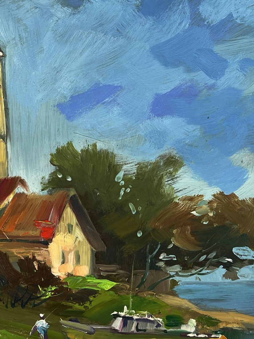 Oil painting Village boat dock Yuriy Suprunchuk - 9