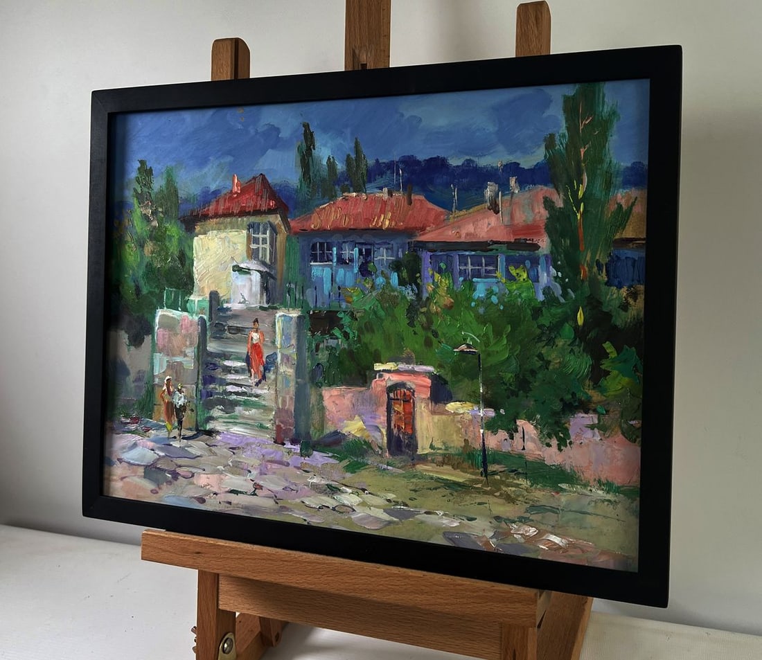 Oil painting Old city building with stairs Yuriy Suprunchuk - 2