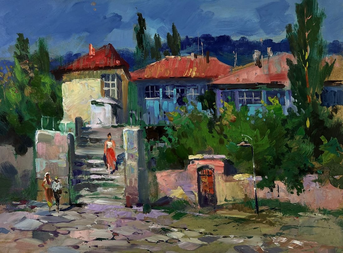 Oil painting Old city building with stairs Yuriy Suprunchuk - 3