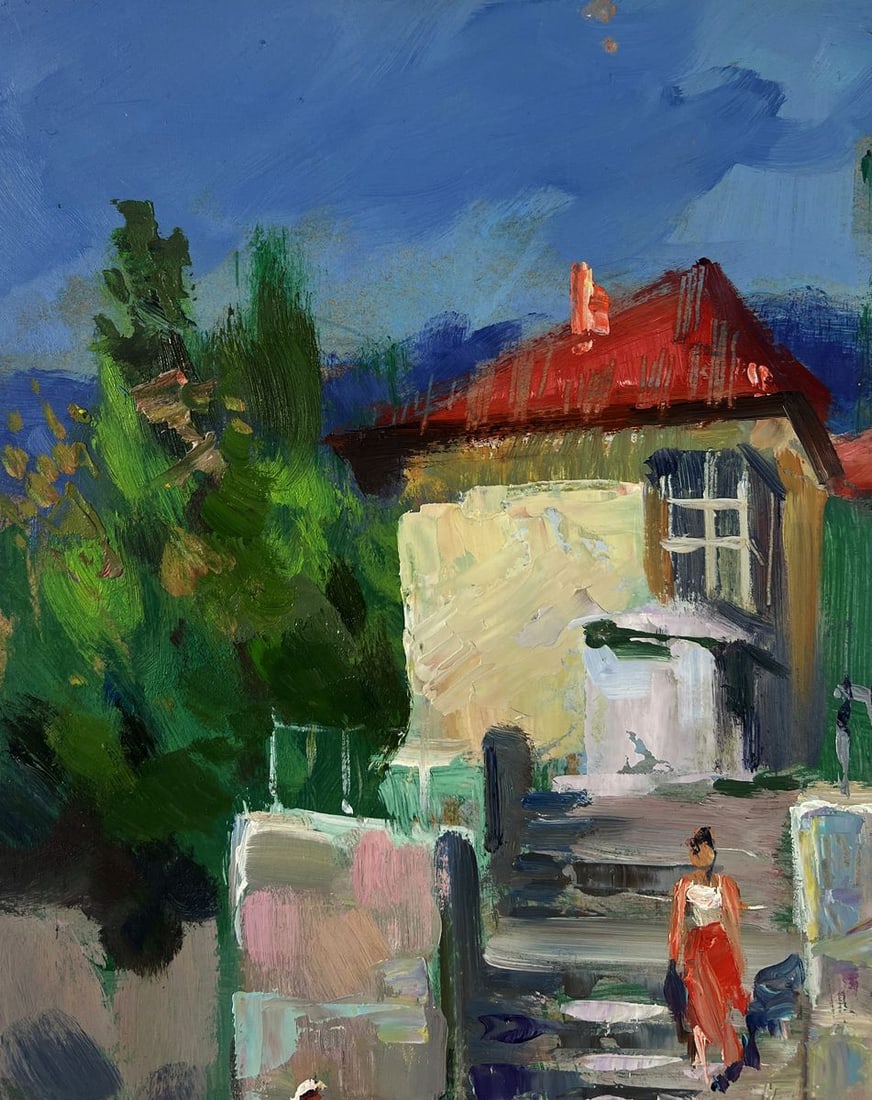 Oil painting Old city building with stairs Yuriy Suprunchuk - 6