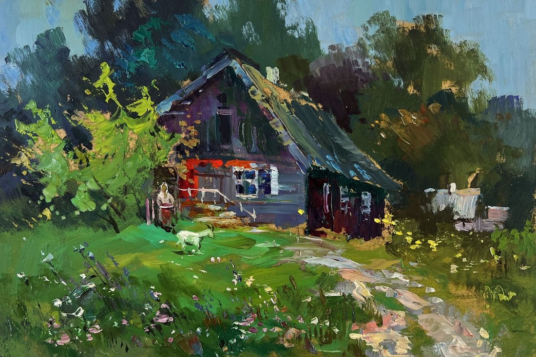 Oil painting Lonely house on the green of the hill Yuriy Suprunchuk - 3
