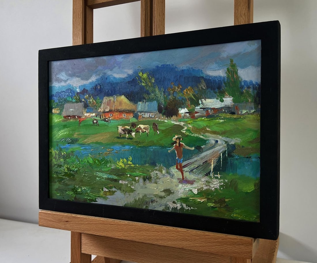 Oil painting Cows grazing peacefully by the river Yuriy Suprunchuk - 2