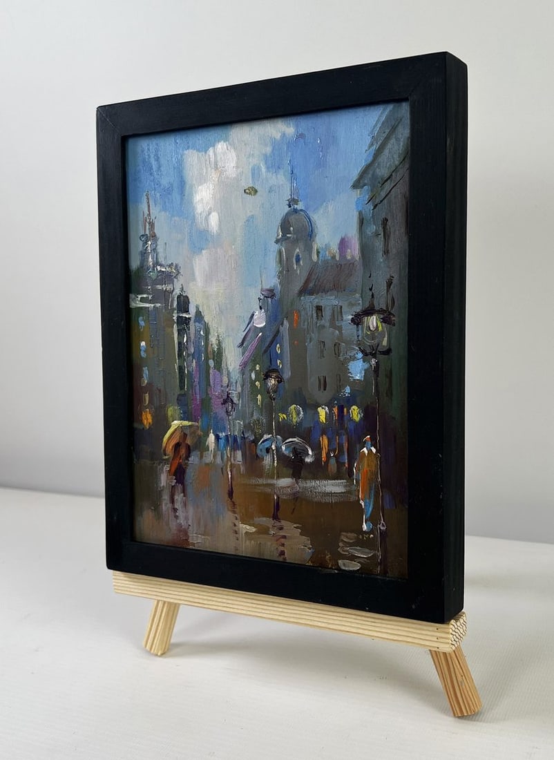 Oil painting Dynamics of the city during rain Yuriy Suprunchuk - 2