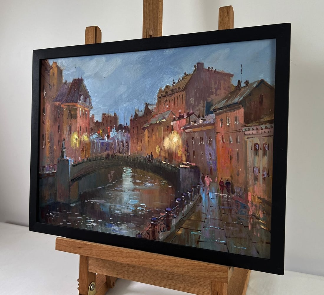 Oil painting Streets of the city at night Yuriy Suprunchuk - 2