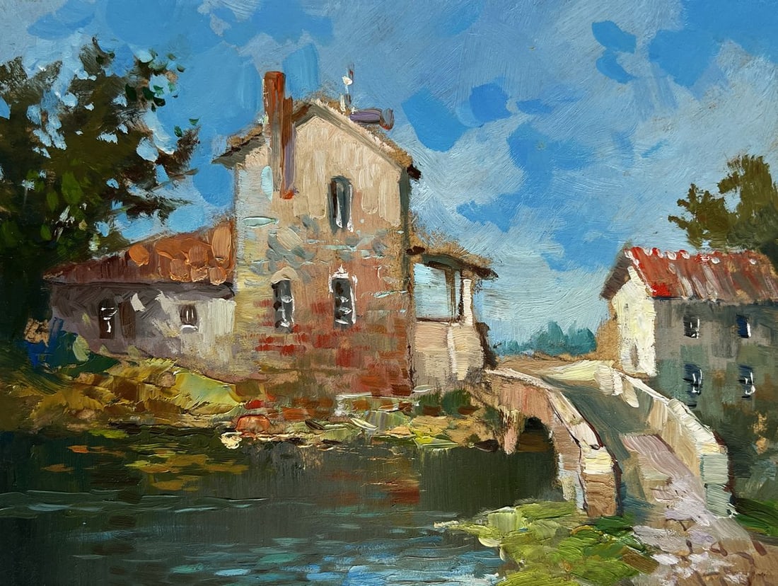Oil painting The bridge leading to the city Yuriy Suprunchuk - 3