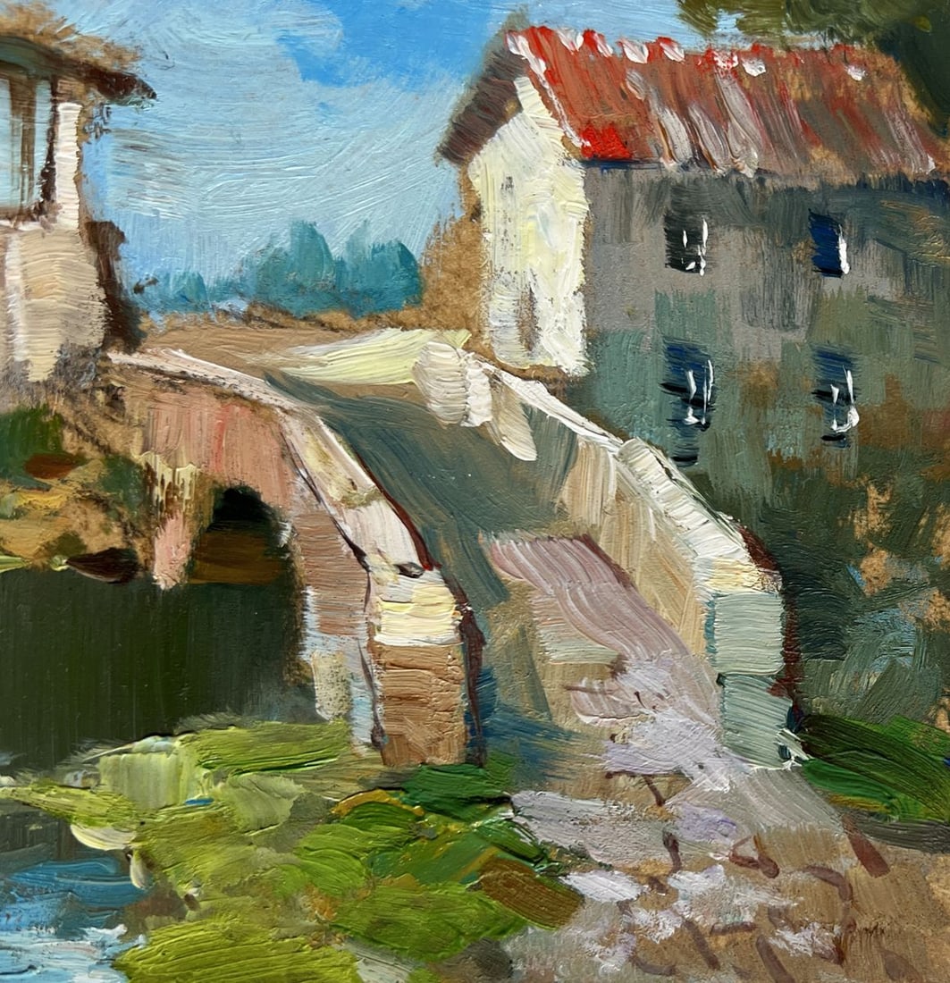 Oil painting The bridge leading to the city Yuriy Suprunchuk - 4
