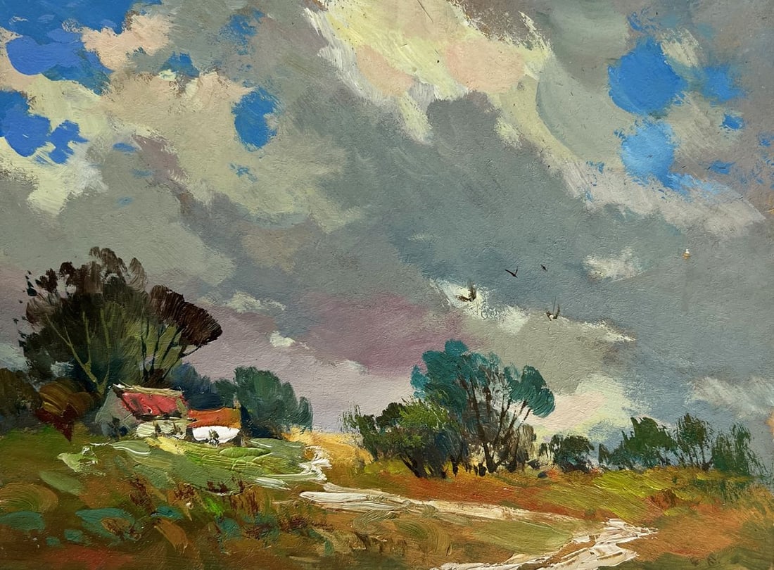 Oil painting The sky over the village was overcast Yuriy Suprunchuk - 3