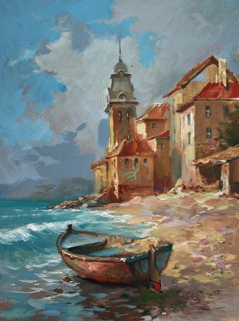 Oil painting A quiet pier near the city Yuriy Suprunchuk - 3