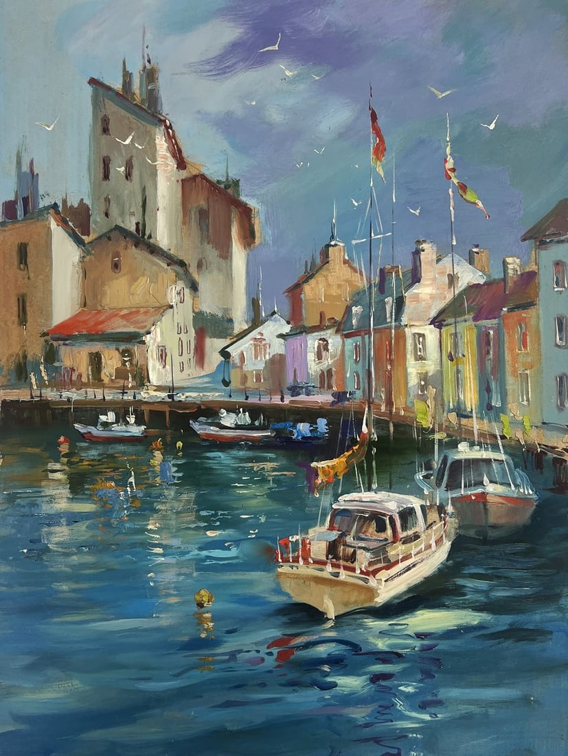 Oil painting Yachts on the water streets of Venice Yuriy Suprunchuk - 3