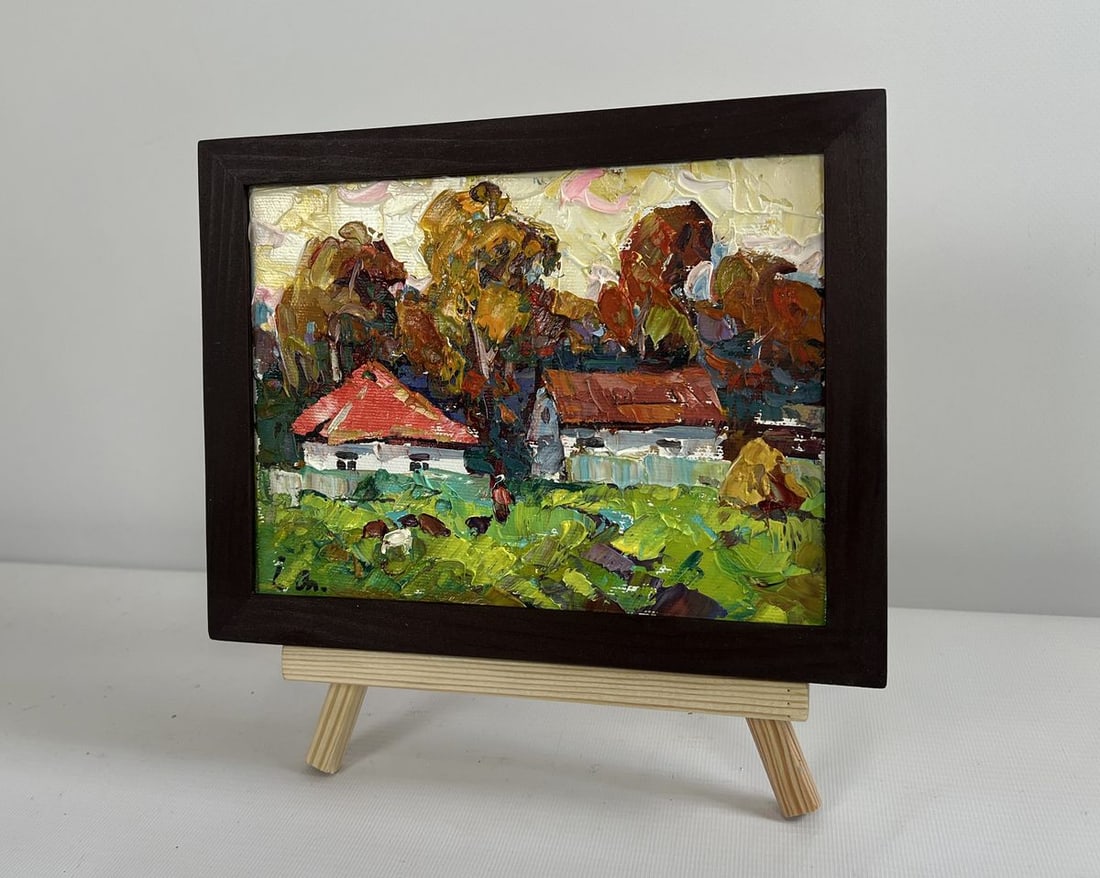Oil painting Autumn yellow sunset Alex Kalenyuk - 2