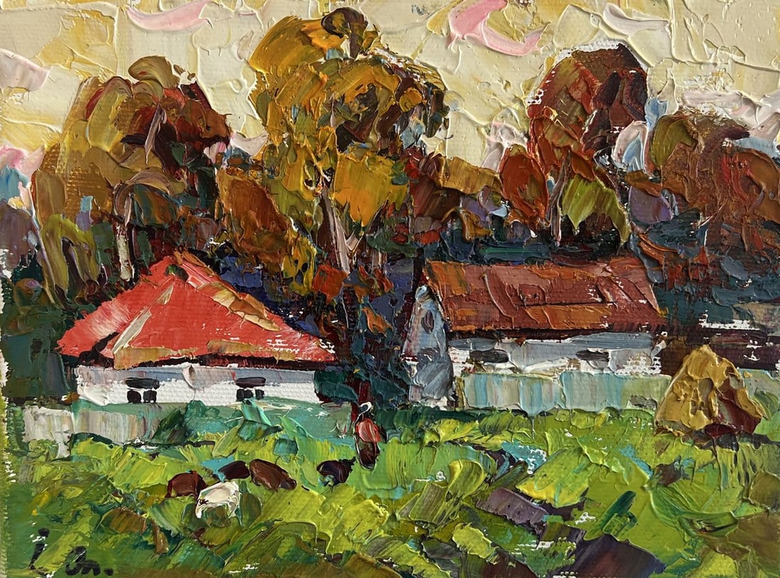 Oil painting Autumn yellow sunset Alex Kalenyuk - 3