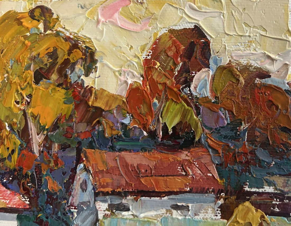 Oil painting Autumn yellow sunset Alex Kalenyuk - 4
