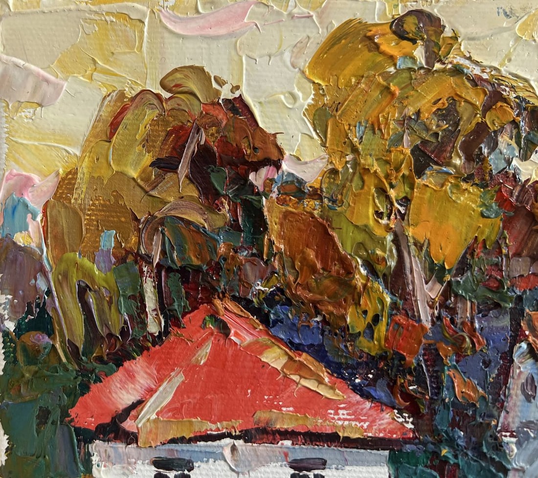 Oil painting Autumn yellow sunset Alex Kalenyuk - 5