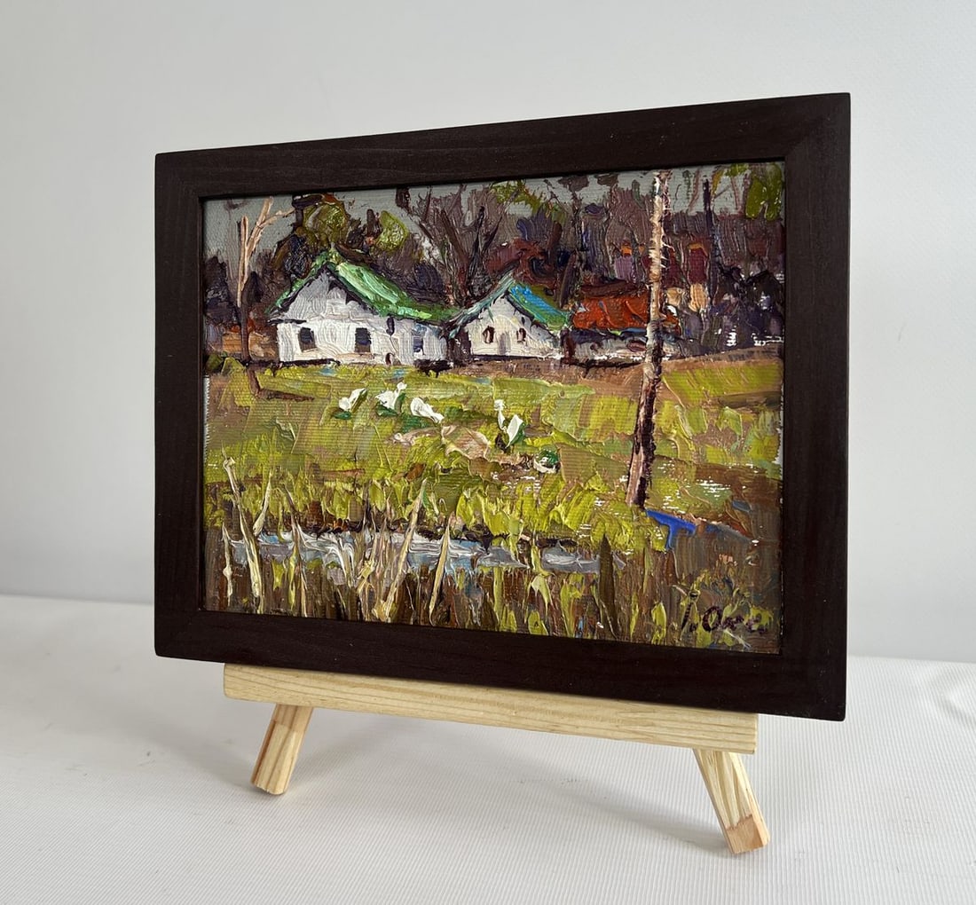 Oil painting Near the village lake Oksana Kalenyuk - 2