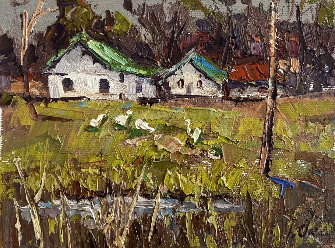 Oil painting Near the village lake Oksana Kalenyuk - 3