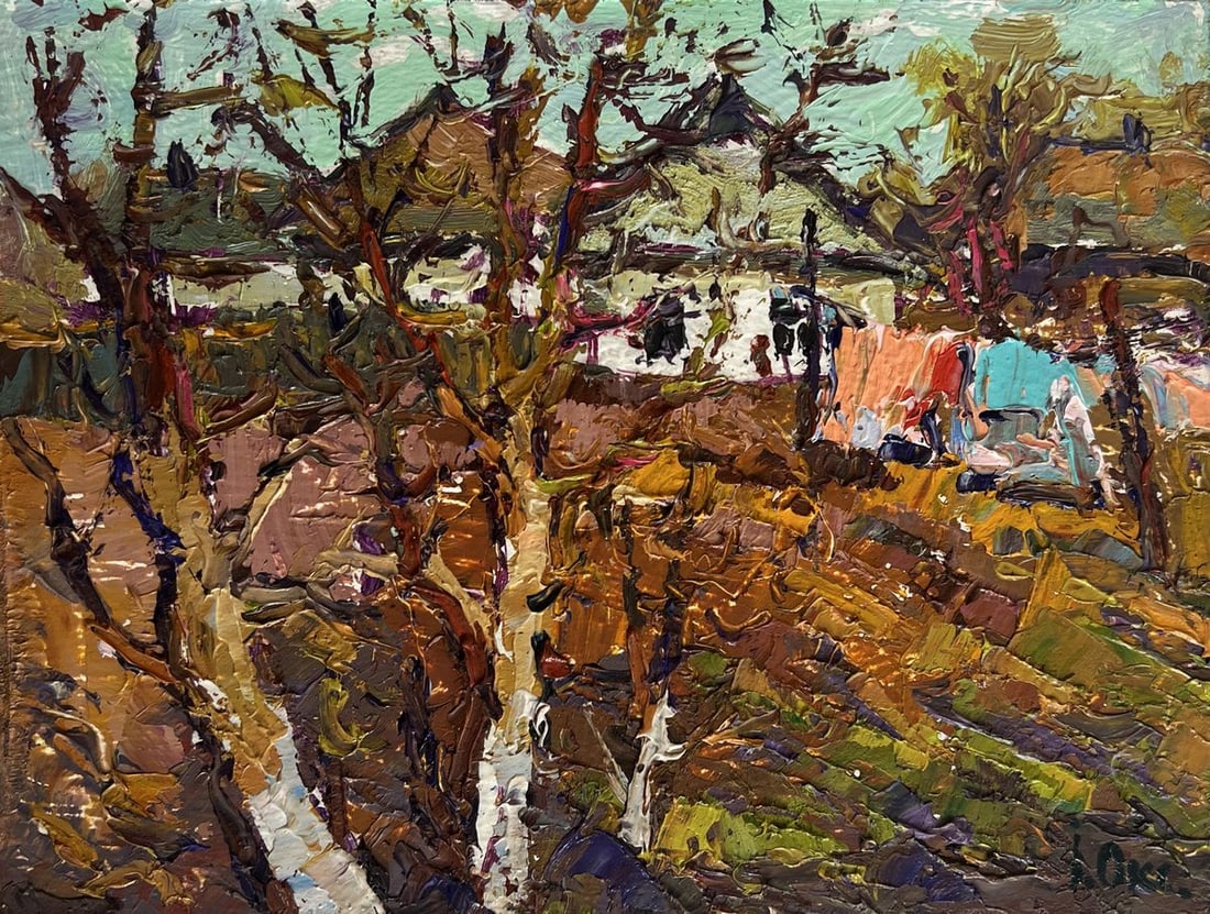 Oil painting Village with the approach of spring Oksana Kalenyuk - 3