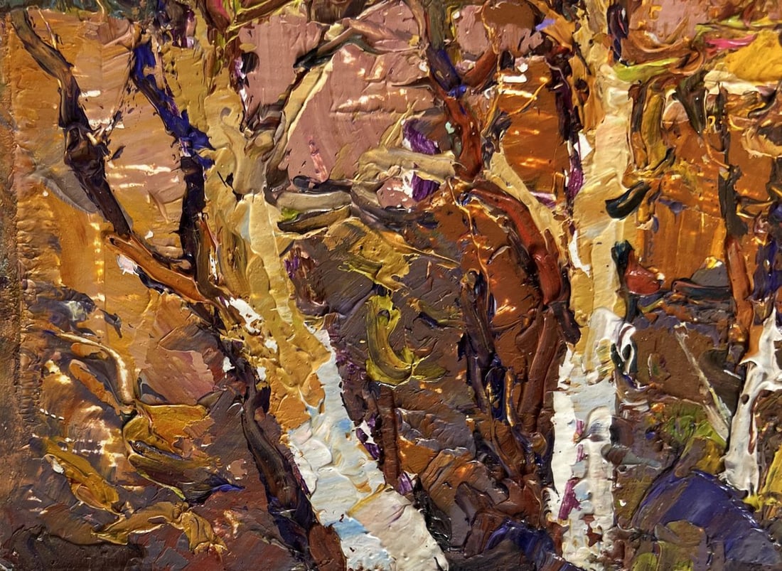 Oil painting Village with the approach of spring Oksana Kalenyuk - 7