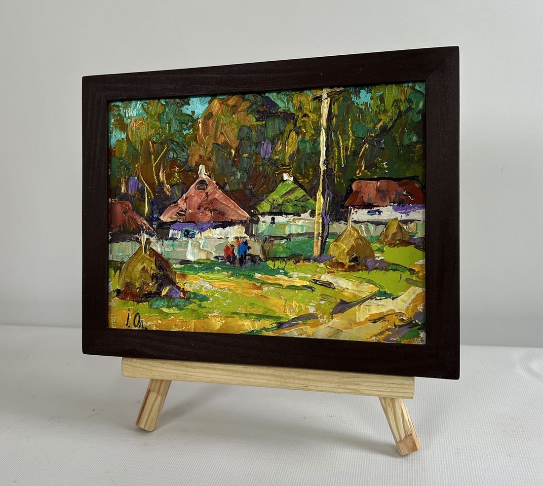 Oil painting They are sitting on a bench in the village Alex Kalenyuk - 2