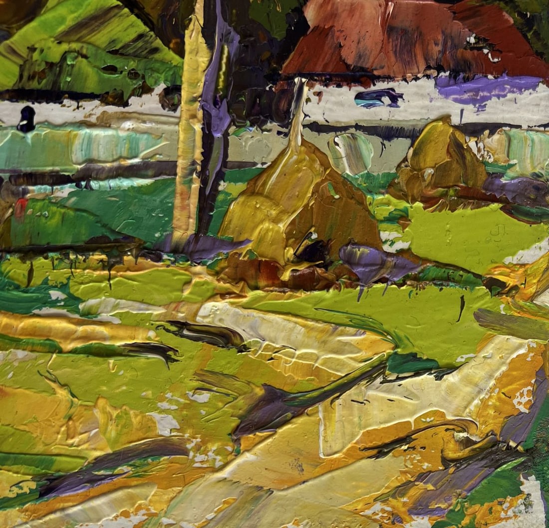 Oil painting They are sitting on a bench in the village Alex Kalenyuk - 4