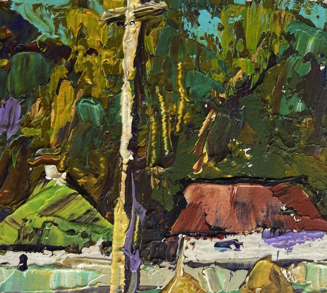 Oil painting They are sitting on a bench in the village Alex Kalenyuk - 5