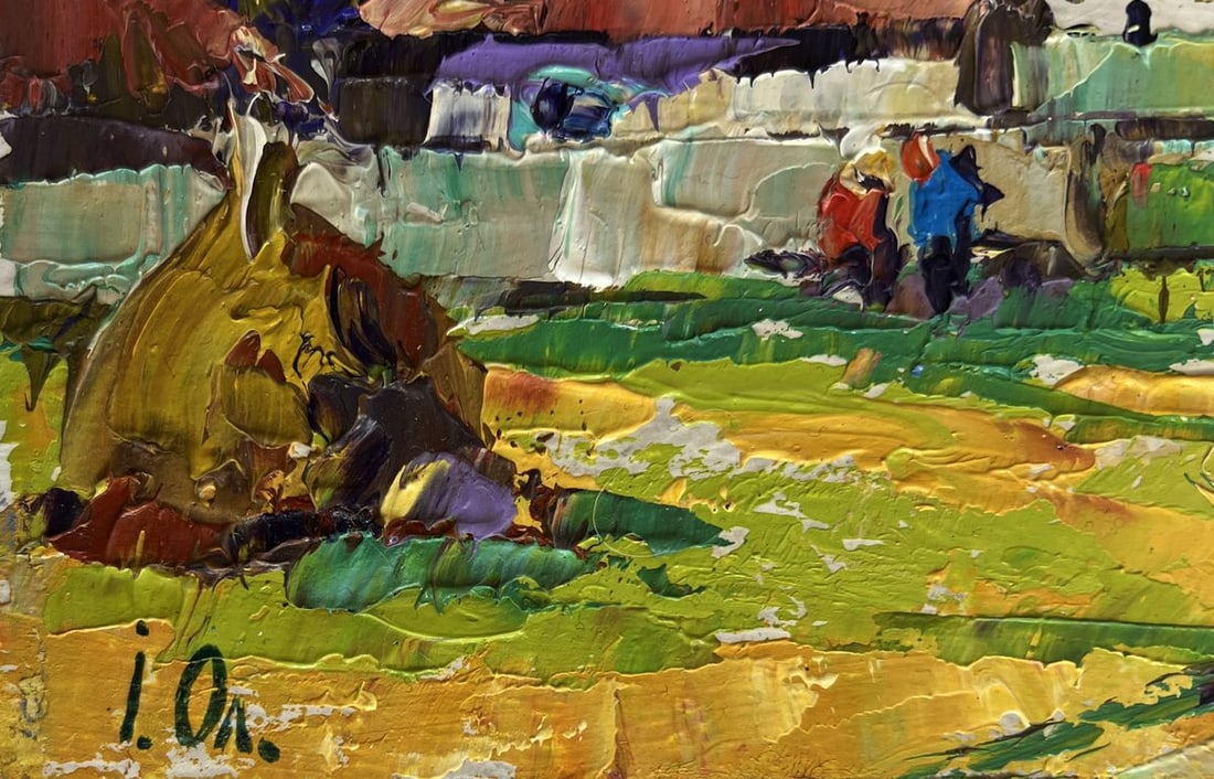 Oil painting They are sitting on a bench in the village Alex Kalenyuk - 7