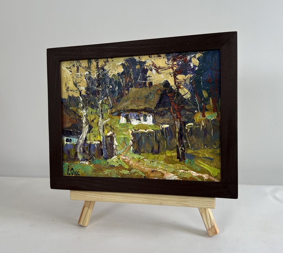Oil painting Houses near the forest Oksana Kalenyuk - 2