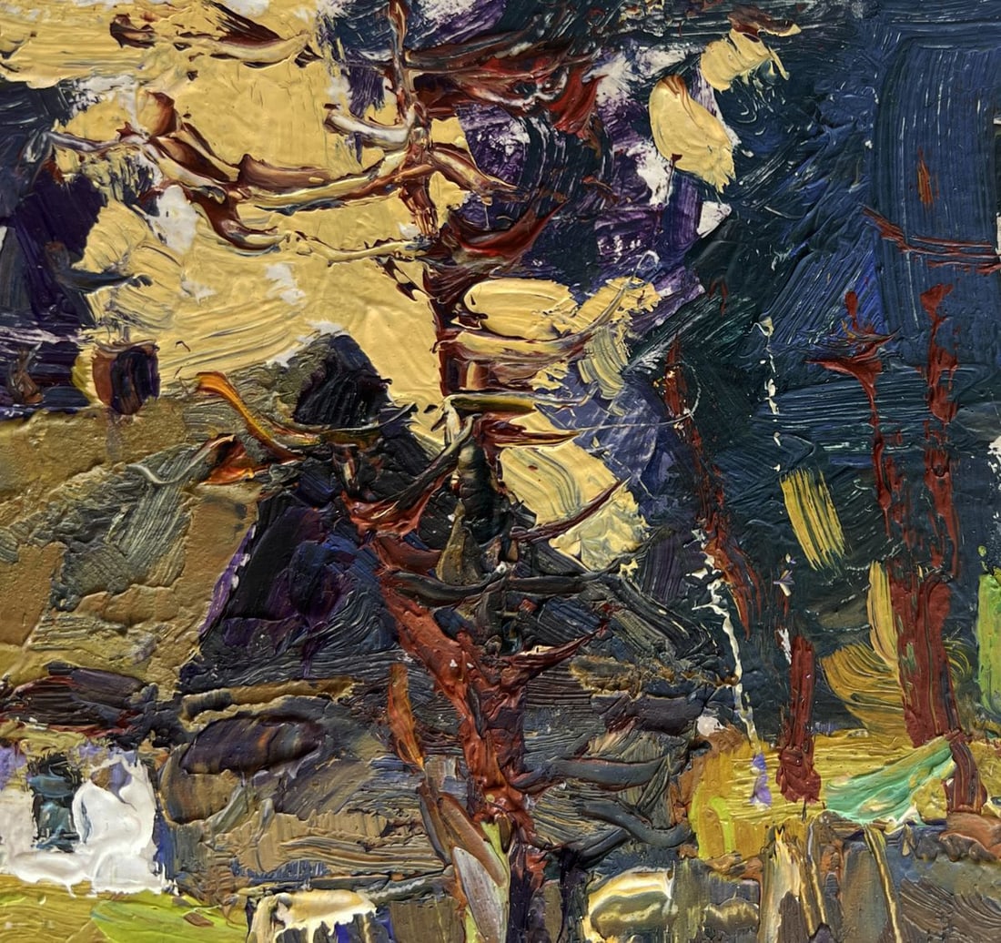 Oil painting Houses near the forest Oksana Kalenyuk - 5
