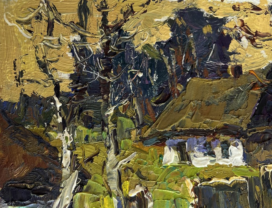 Oil painting Houses near the forest Oksana Kalenyuk - 6
