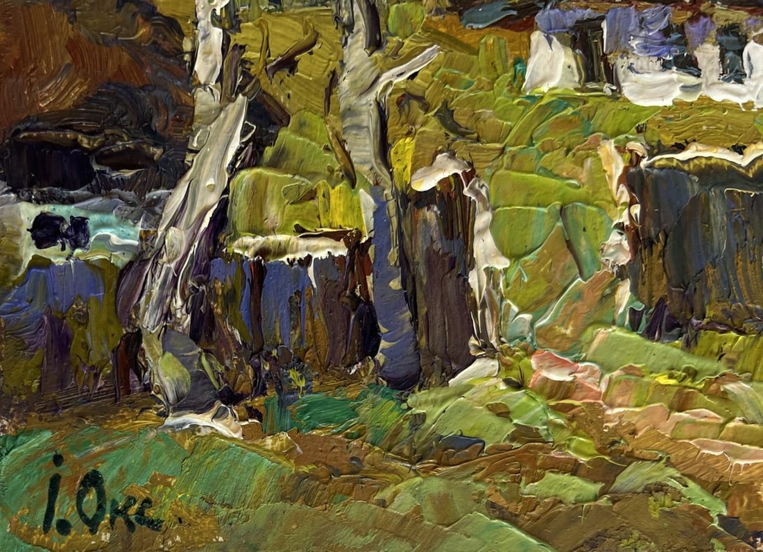 Oil painting Houses near the forest Oksana Kalenyuk - 7
