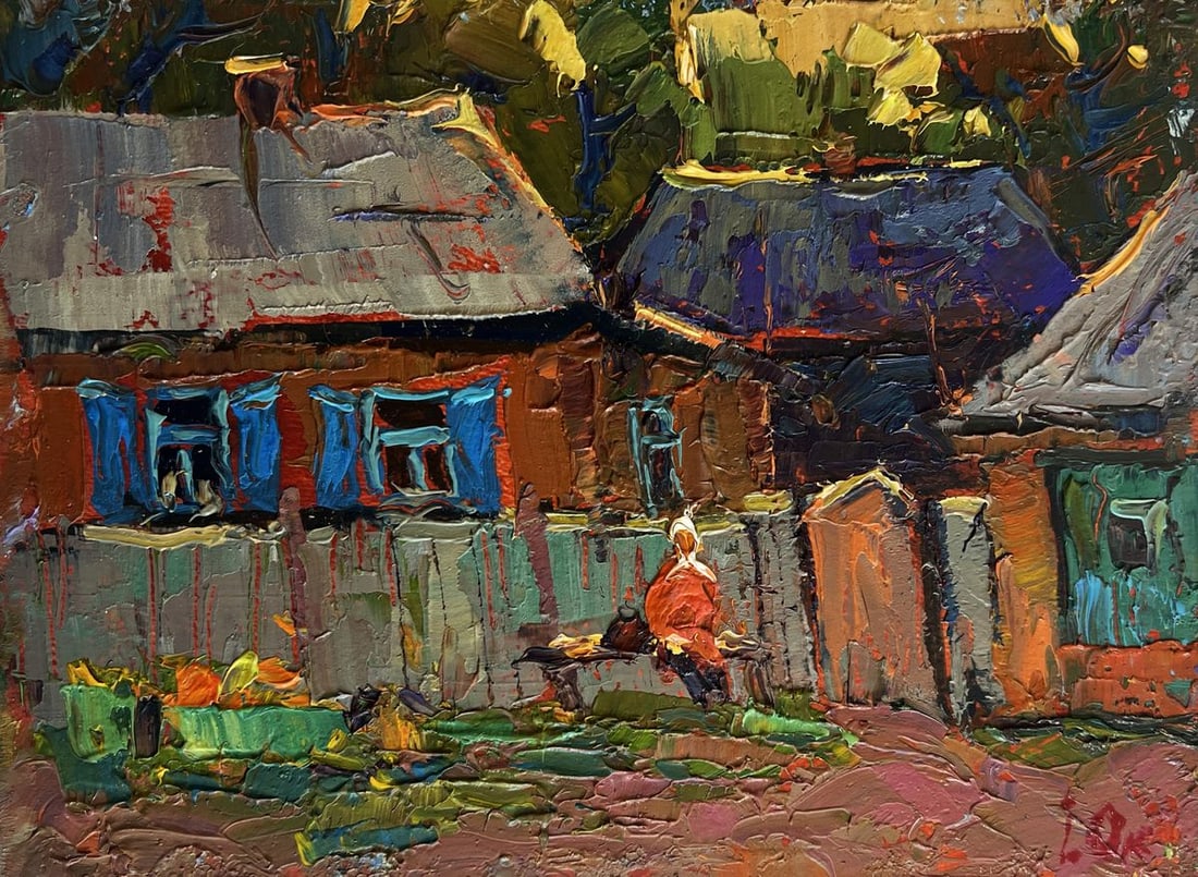 Oil painting Evening silence in the village Oksana Kalenyuk - 3
