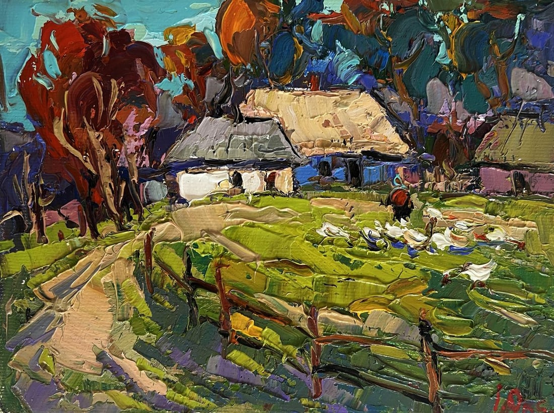 Oil painting Warm rural street Oksana Kalenyuk - 3